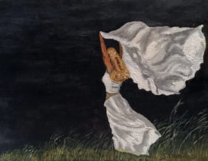Jeune fille dans le vent